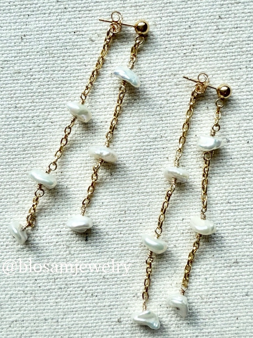 Dripping Heishi Pearl & 14K Gold Filled Earrings